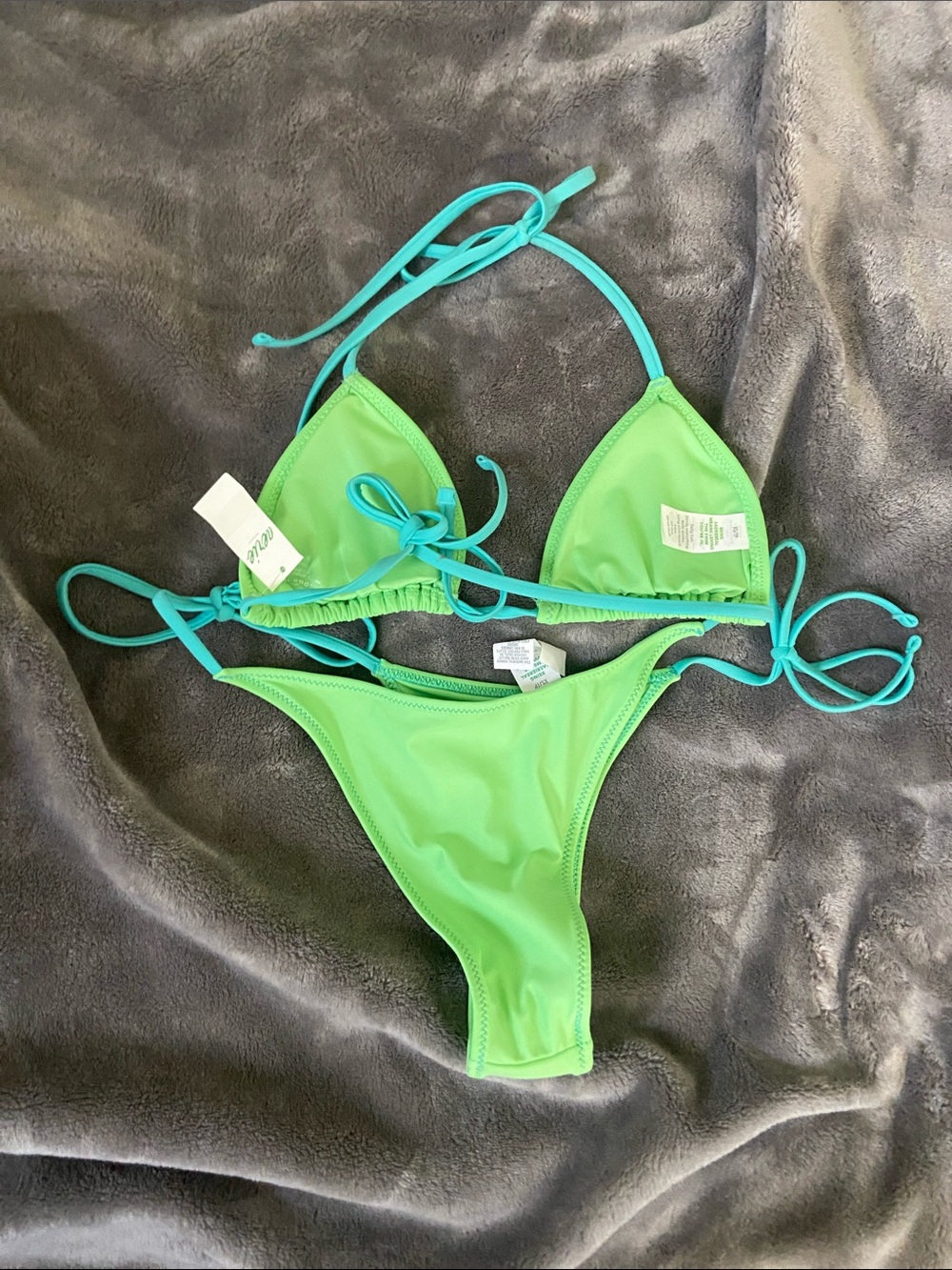 aerie Neon Green Two-Piece String Bikini Set - Picture 3 of 3